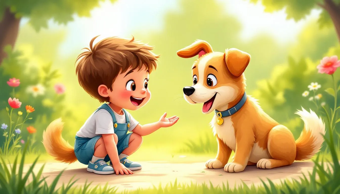 A person effectively communicating with a pet through body language.