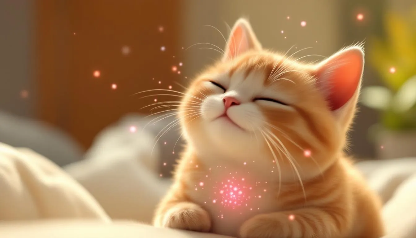 A close-up of a relaxed cat, illustrating the science of purring and why do cats do it.