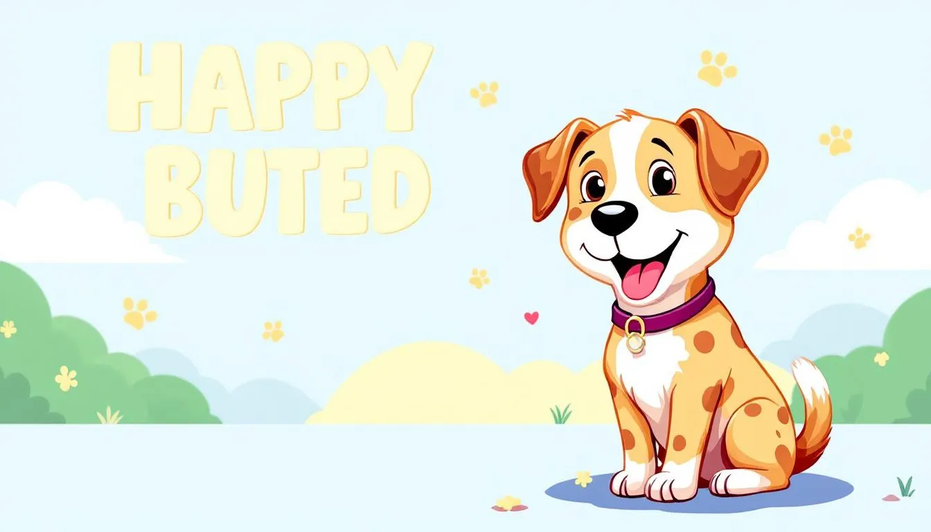 A happy dog displaying relaxed body language, showcasing its tail and ears.