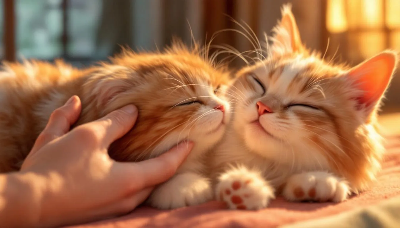 A content cat being petted, demonstrating the bond and communication through purring.